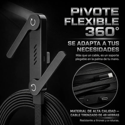 Voltix™ - Cable de carga rápida 240W con soporte y adaptador de USB-A a USB-C”.